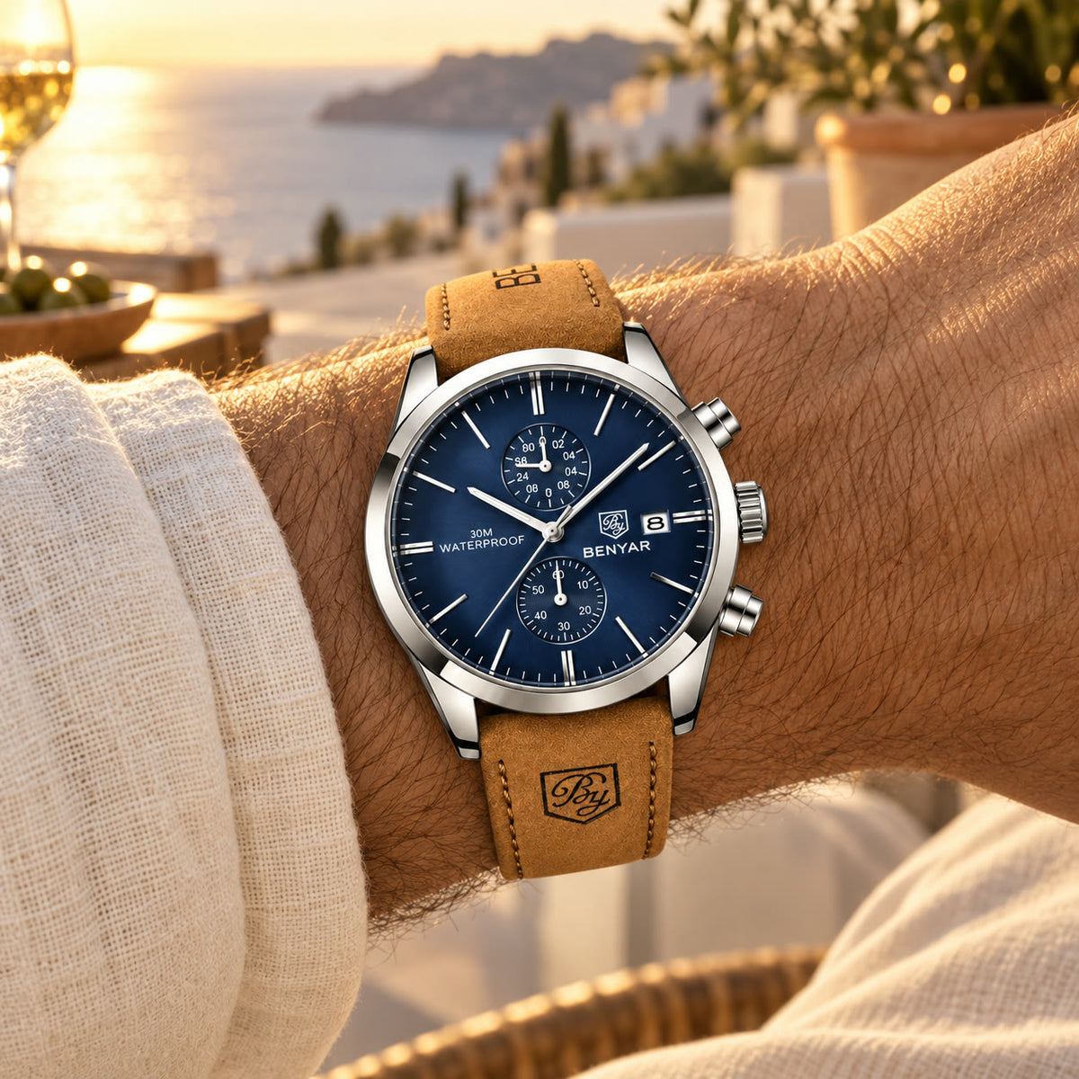 Benyar Secca Chronograph on the wrist